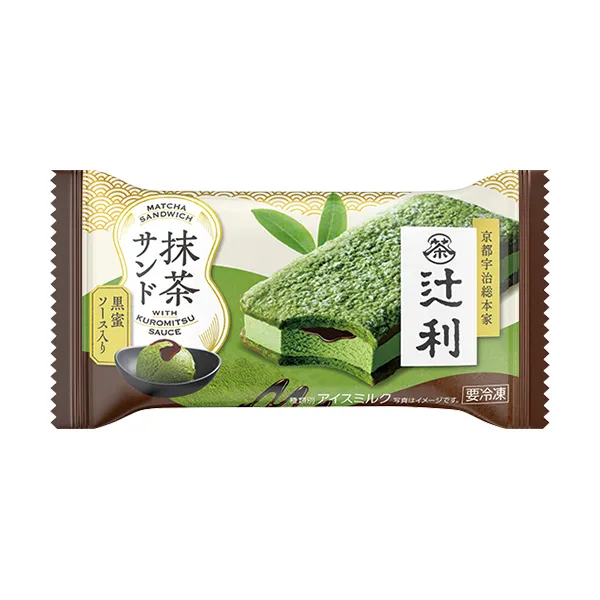 明治　辻利抹茶サンド　黒蜜ソース入り