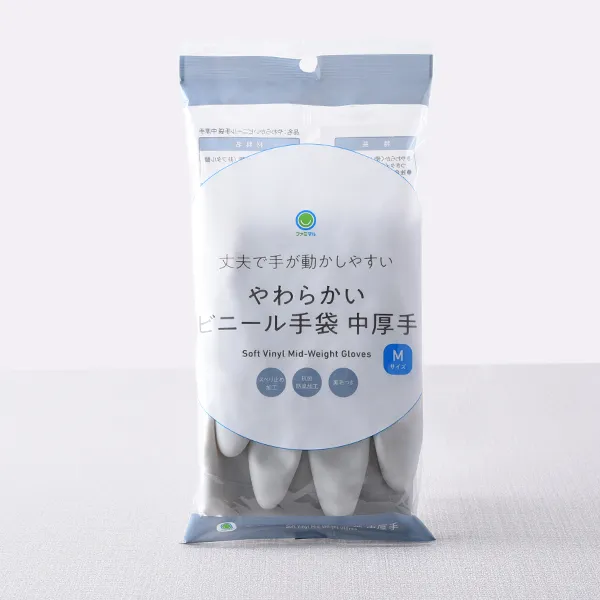 やわらかいビニール手袋　中厚手Mサイズ