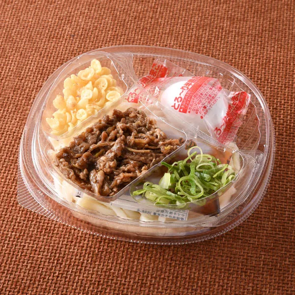 【関西】半熟玉子入り冷し肉ぶっかけうどん
