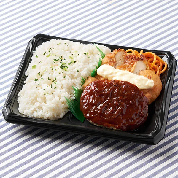 【東海】大盛ごはん！デミハンバーグ&から揚げ弁当