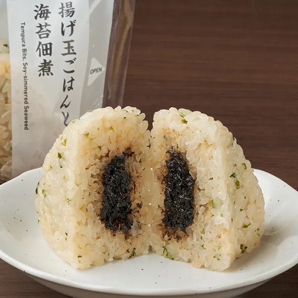 揚げ玉ごはんと海苔佃煮おむすび