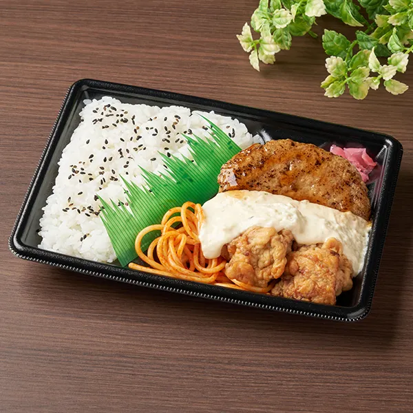 【中国・四国】レモンタルタルで食べるから揚げ&ハンバーグ弁当