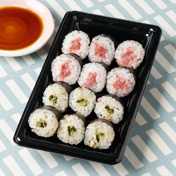 ねぎとろ細巻とわさび野沢菜細巻
