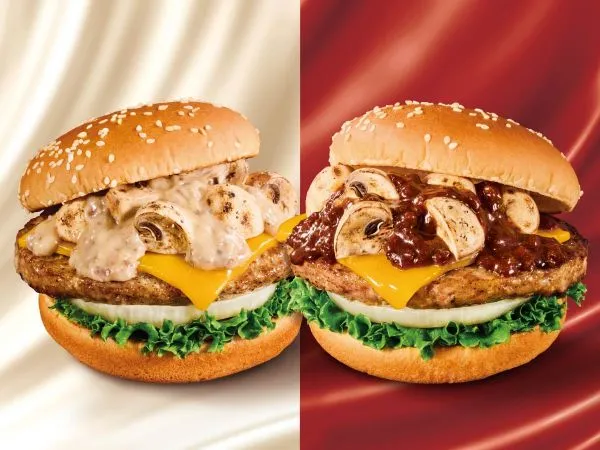 旬を味わう「マッシュルームチーズバーガー」に 100％サーロインの贅沢ボロネーゼが新登場